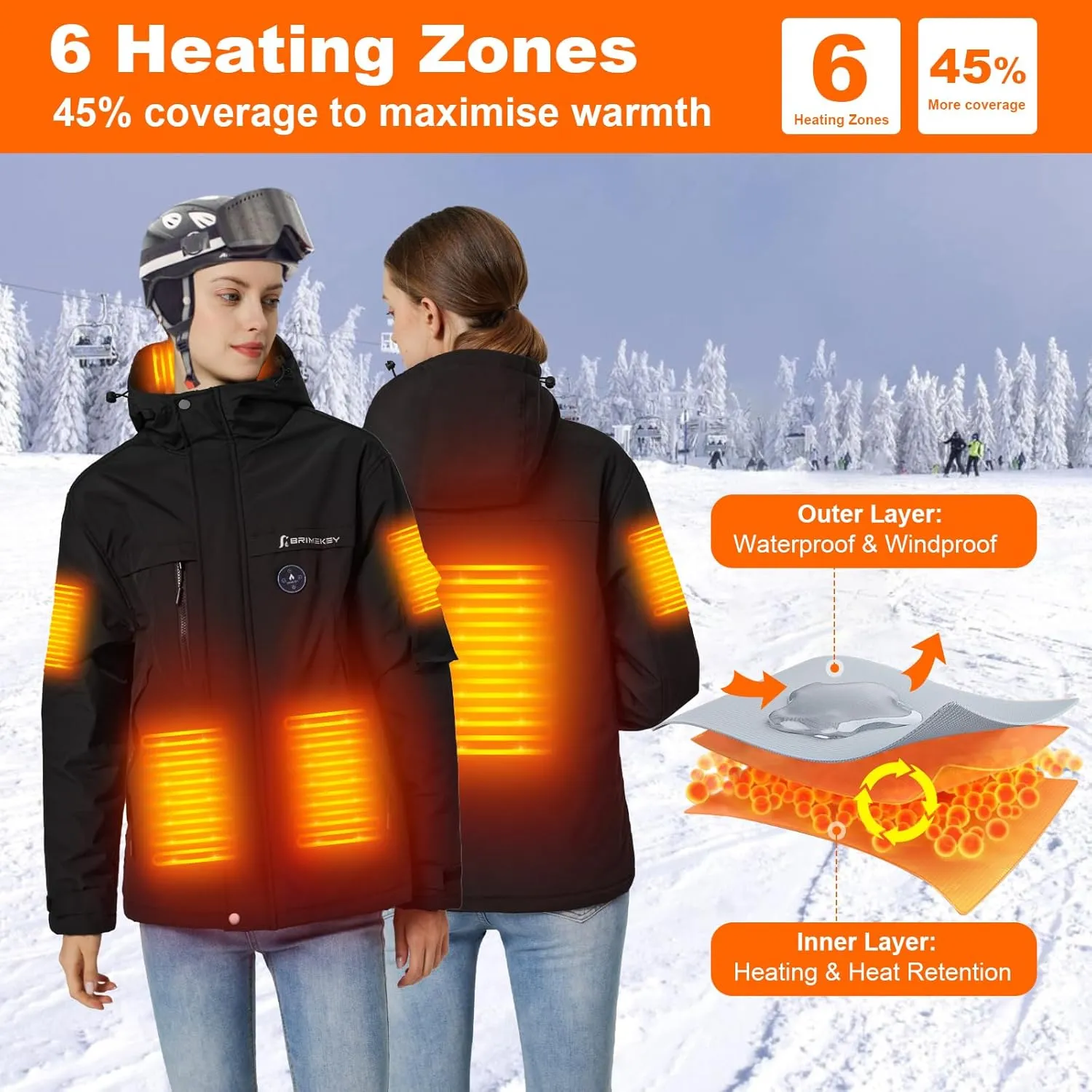 Heated Jacket for Women with Fleece Lining 12000mAh Battery Windproof Waterproof Women's Heated Coat Skiing Hunting