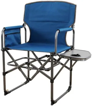 Heavy Duty Folding Camping Chair with Side Table, Recliner Armchair with Cup Holder, Portable Outdoor Chair for BBQ & Travel