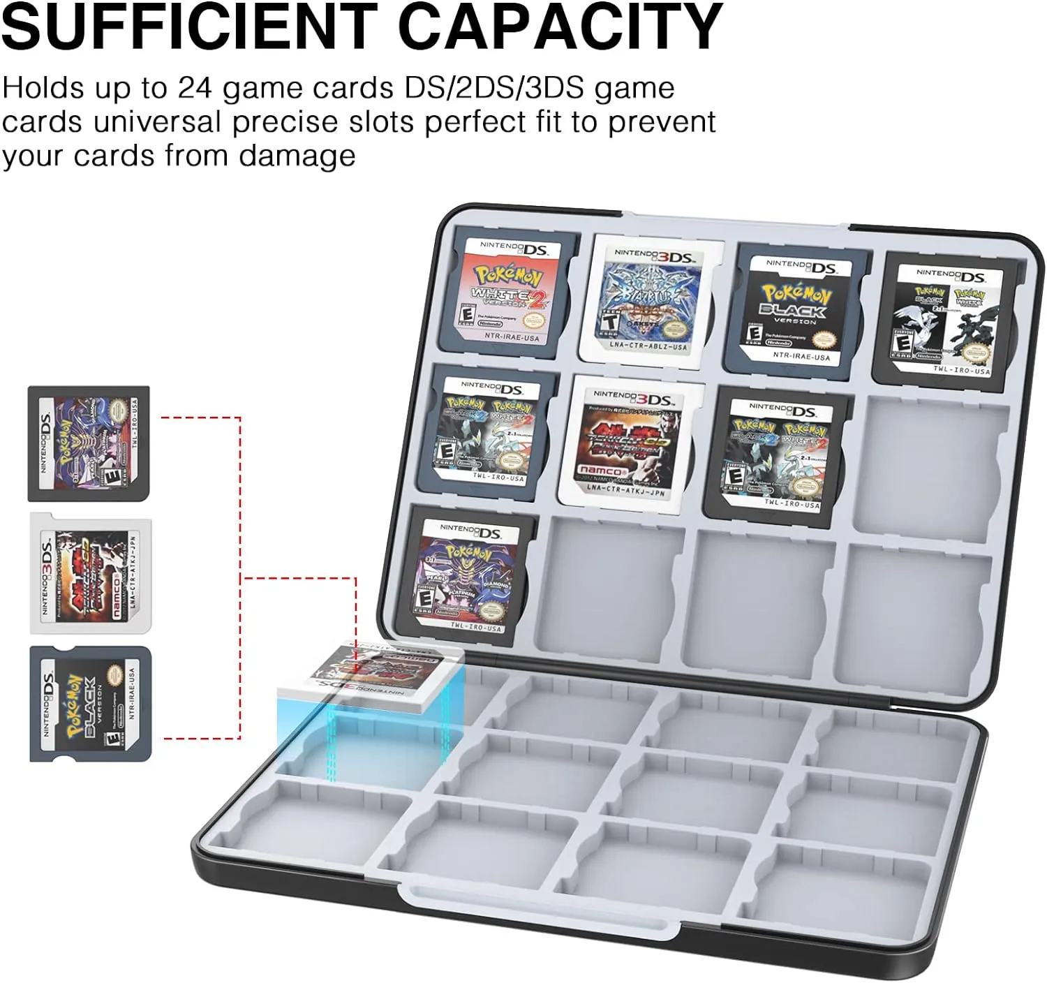 HEIYING Game Card Case for Nintendo 3DS 3DSXL 2DS 2DSXL DS DSi,Portable 3DS 2DS DS Game Cartridge Holder Storage with 24 Card Slots