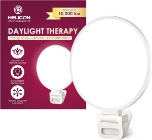 Helicon Daylight Therapy Lamp, 10,000 Lux Sunlight with 3 Modes & 10 Brightness Levels, 360° Rotating, Bright Light, Mood Lighting, Happy, Portable Design