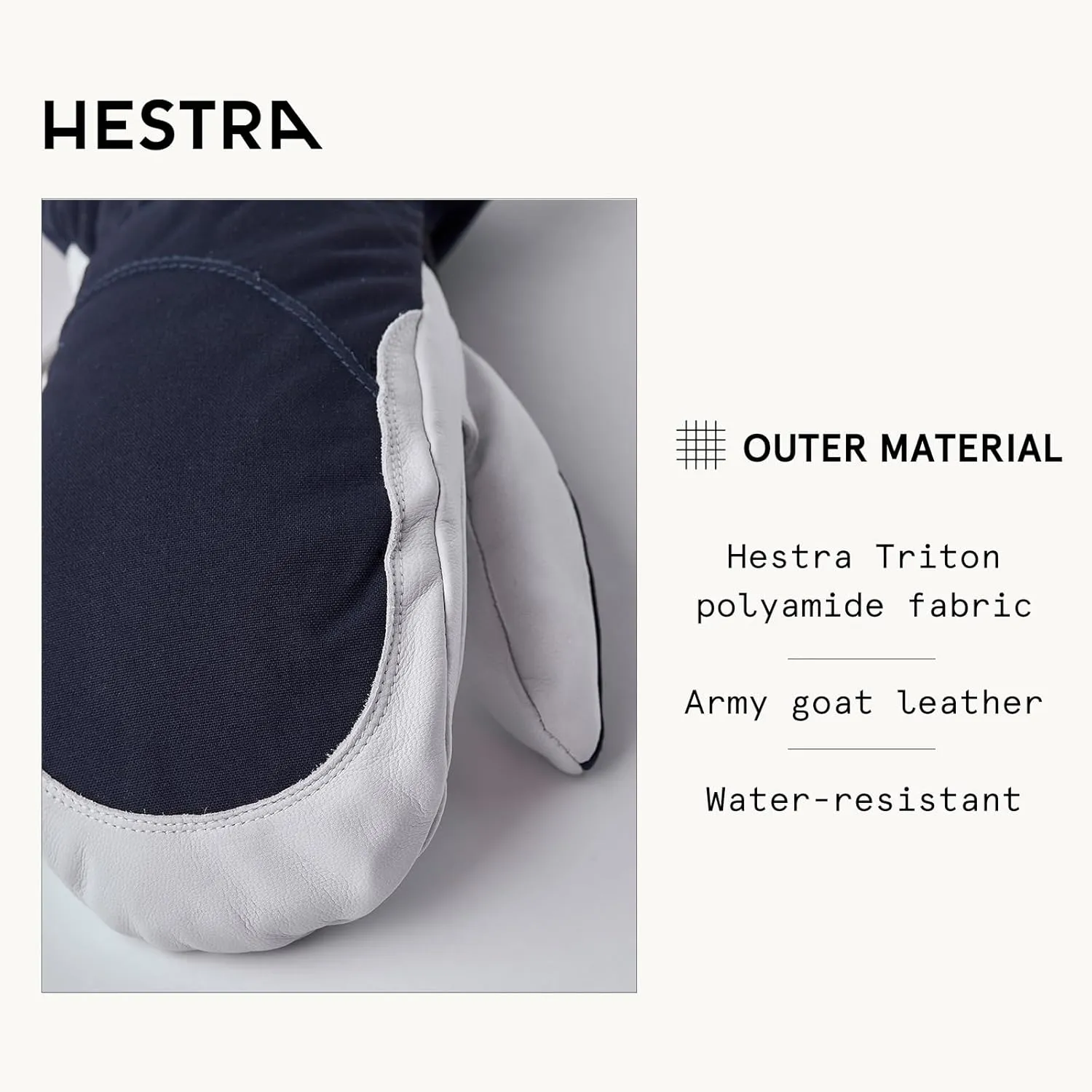 Hestra Women's Heli Ski Female Mitt, Leather Snow Mitten for Skiing, Snowboarding and Mountaineering