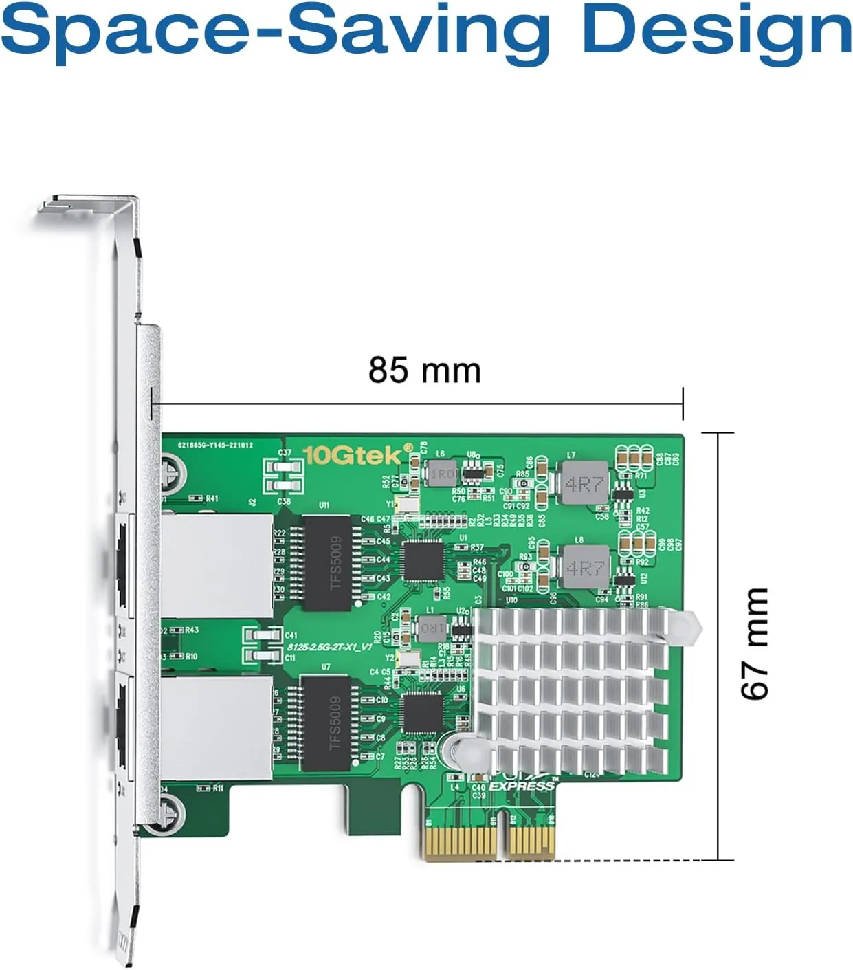 H!Fiber 2.5Gbase-T PCIe NIC with Realtek RTL8125 Chip, 2.5Gb Network Card, 2500/1000/100 Mbps,Dual RJ45 Ports, PCIe X1, Ethernet Card for Windows/Windows Server/Linux