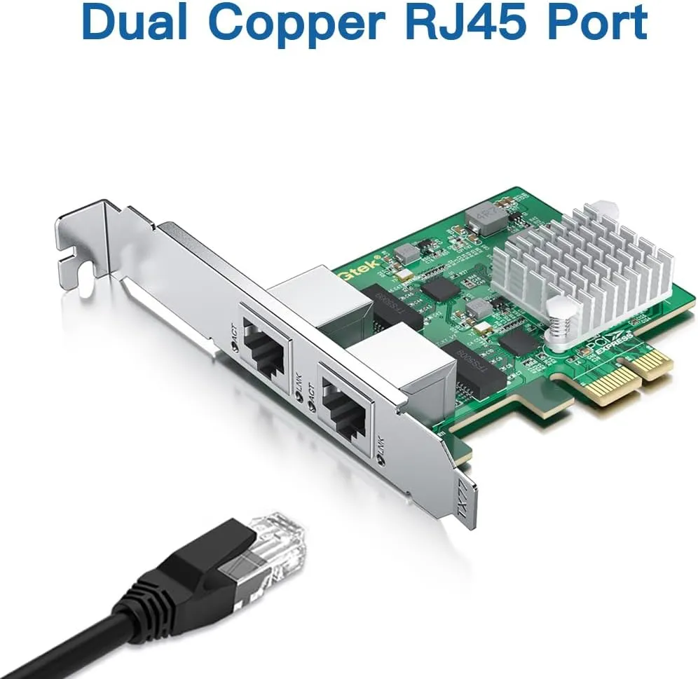 H!Fiber 2.5Gbase-T PCIe NIC with Realtek RTL8125 Chip, 2.5Gb Network Card, 2500/1000/100 Mbps,Dual RJ45 Ports, PCIe X1, Ethernet Card for Windows/Windows Server/Linux