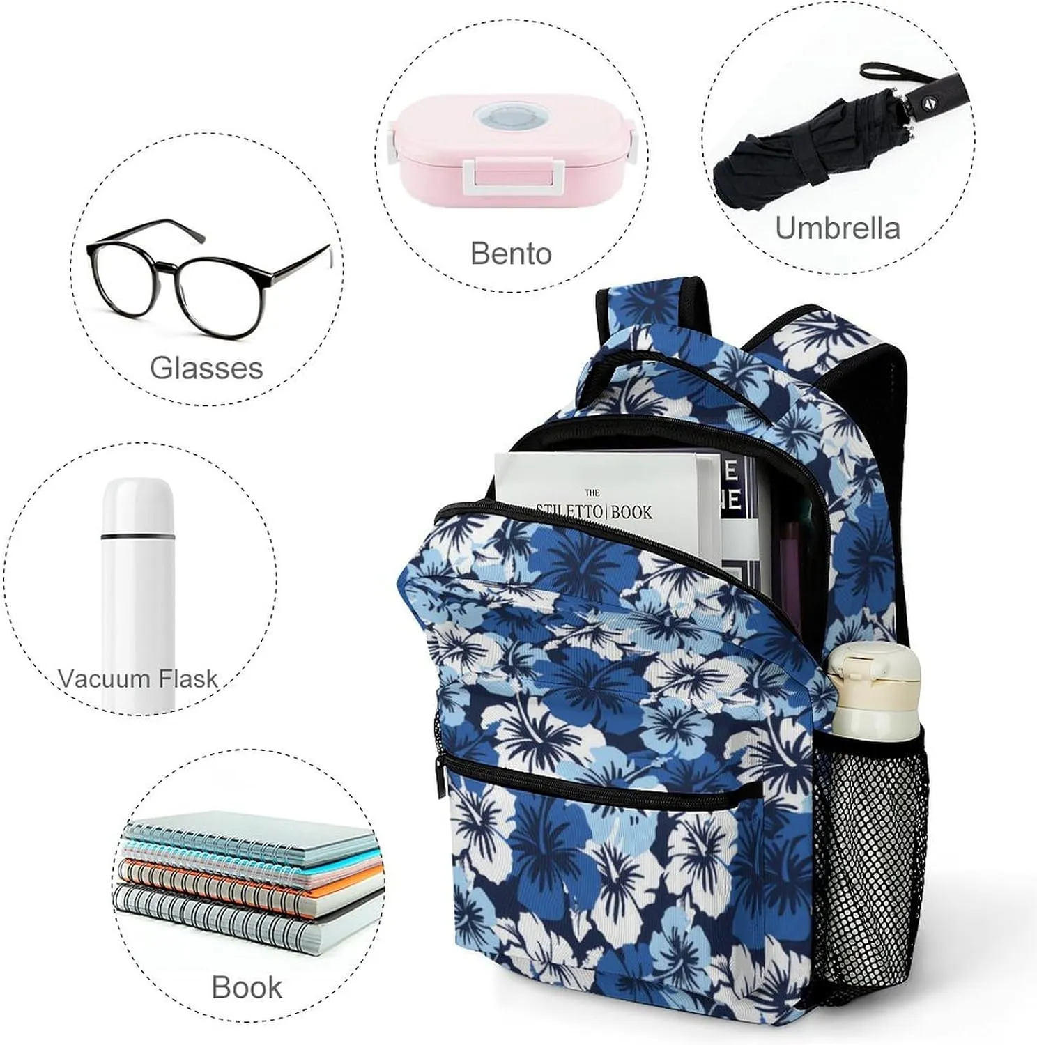 Hibiscus Hawaiian Floral Backpack with Large Capacity Versatile for Daily Use Suitable for Unisex