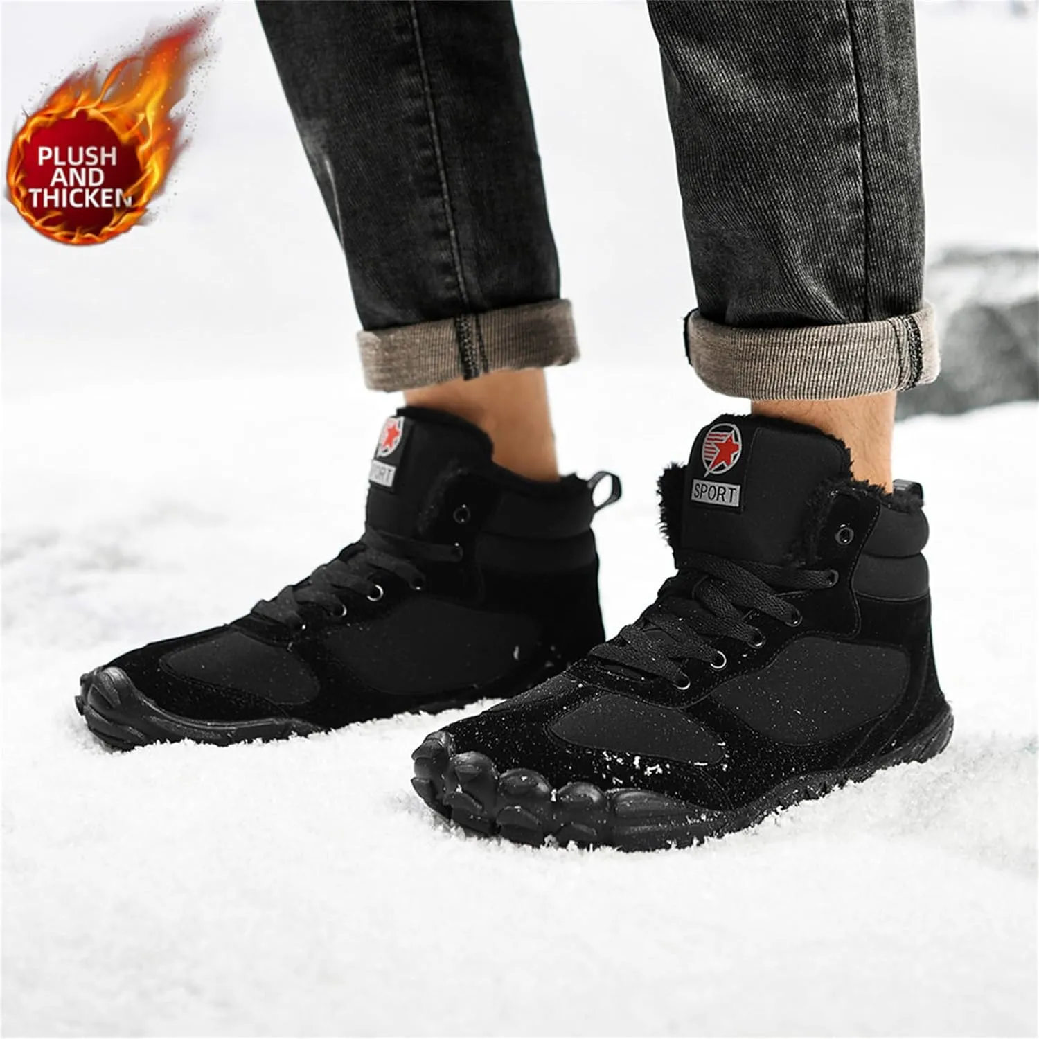 Hike Footwear Waterproof Winter Barefoot Shoes, Walking Hiking Boots for Women Men Trail Running Healthy Non-Slip