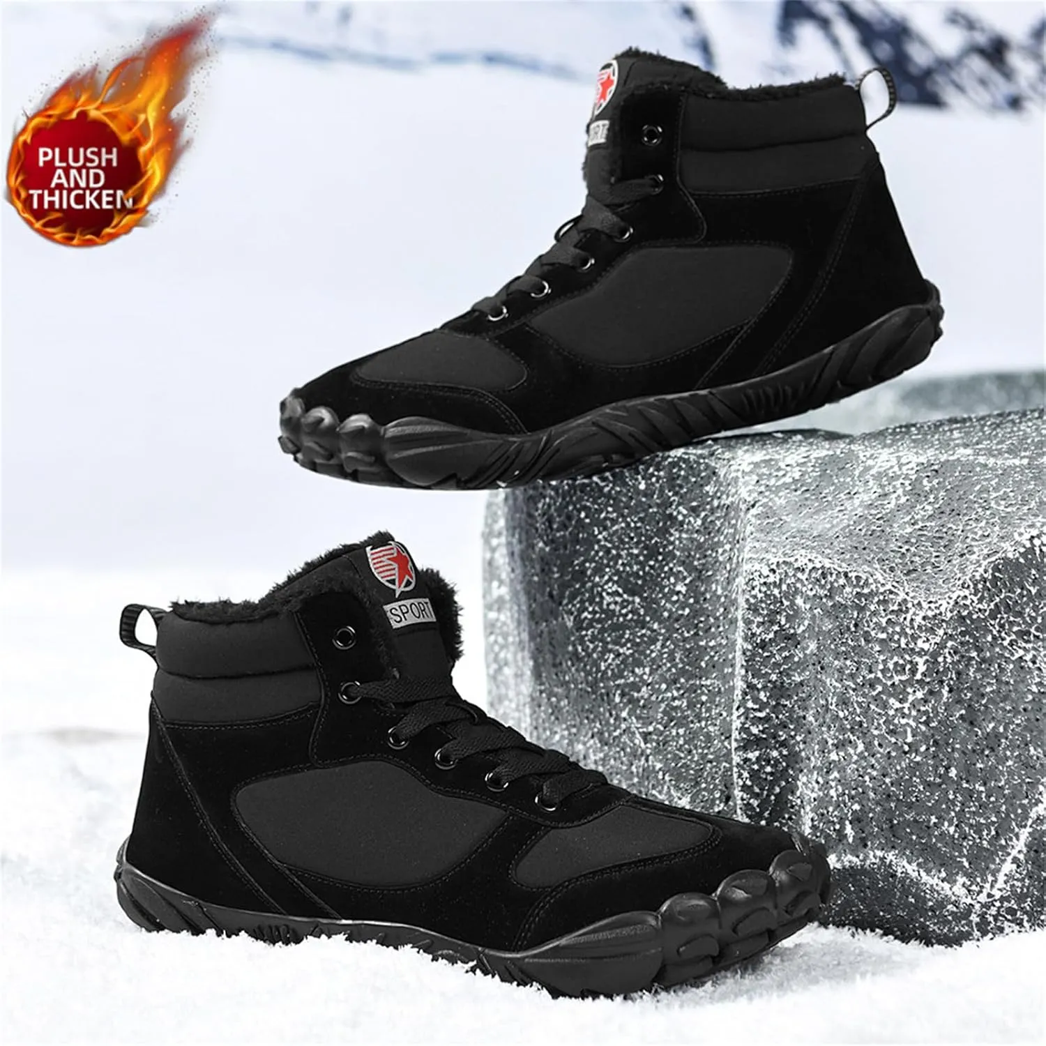 Hike Footwear Waterproof Winter Barefoot Shoes, Walking Hiking Boots for Women Men Trail Running Healthy Non-Slip