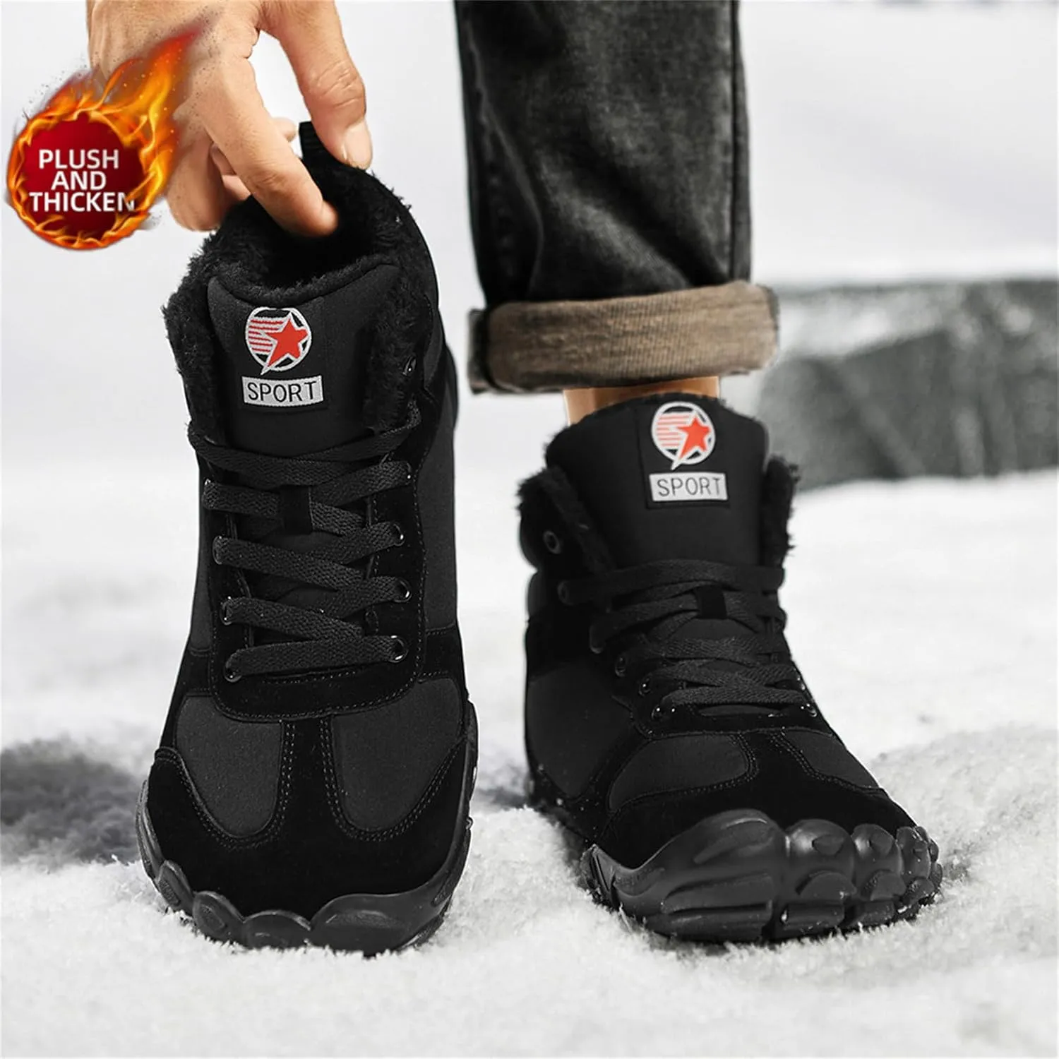 Hike Footwear Waterproof Winter Barefoot Shoes, Walking Hiking Boots for Women Men Trail Running Healthy Non-Slip