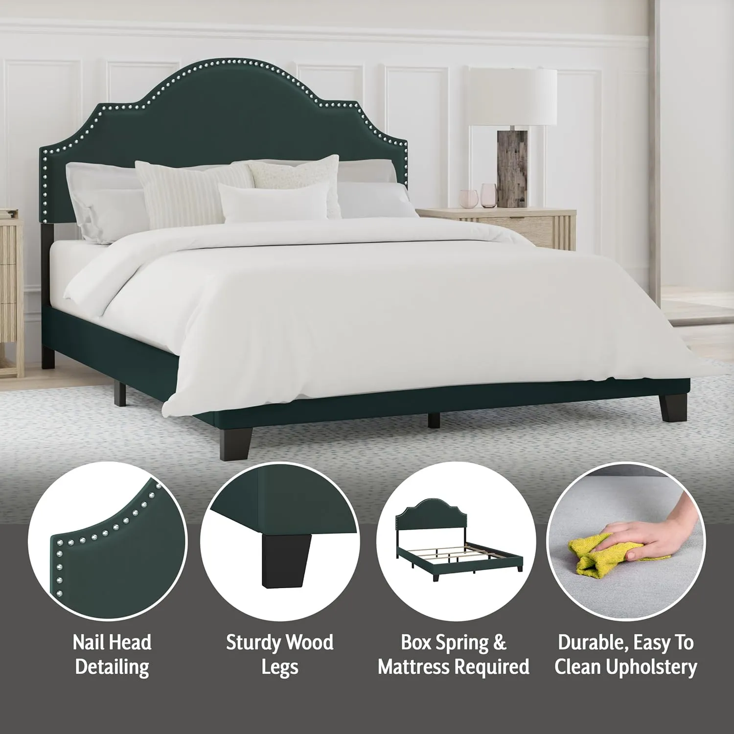 Hillsdale, Cynthia Upholstered Queen Bed, Green