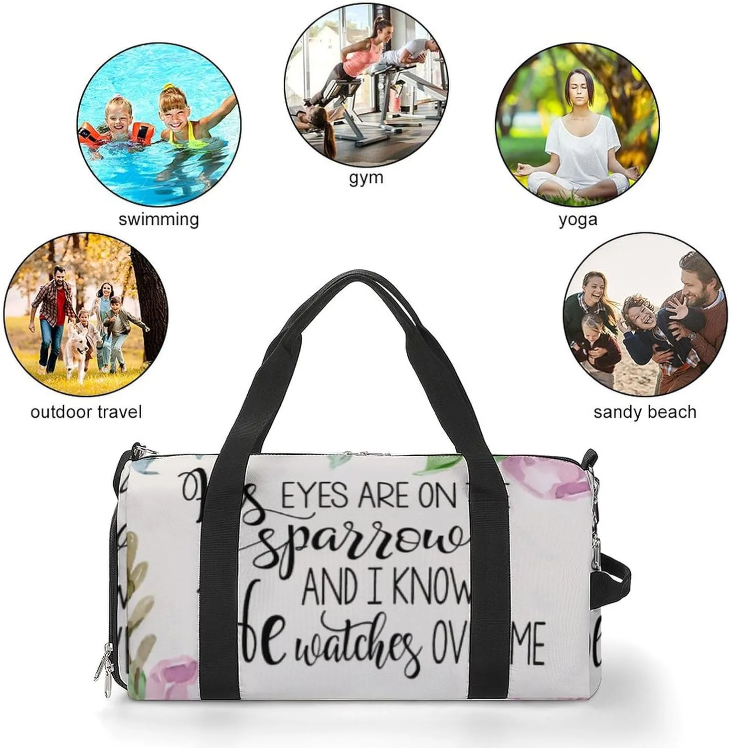 'His Eyes Are on The Sparrow Fitness Bag with Large Capacity Backpack And Waterproof Bag