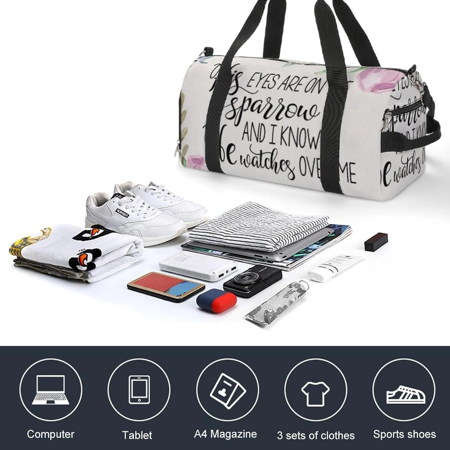 'His Eyes Are on The Sparrow Fitness Bag with Large Capacity Backpack And Waterproof Bag