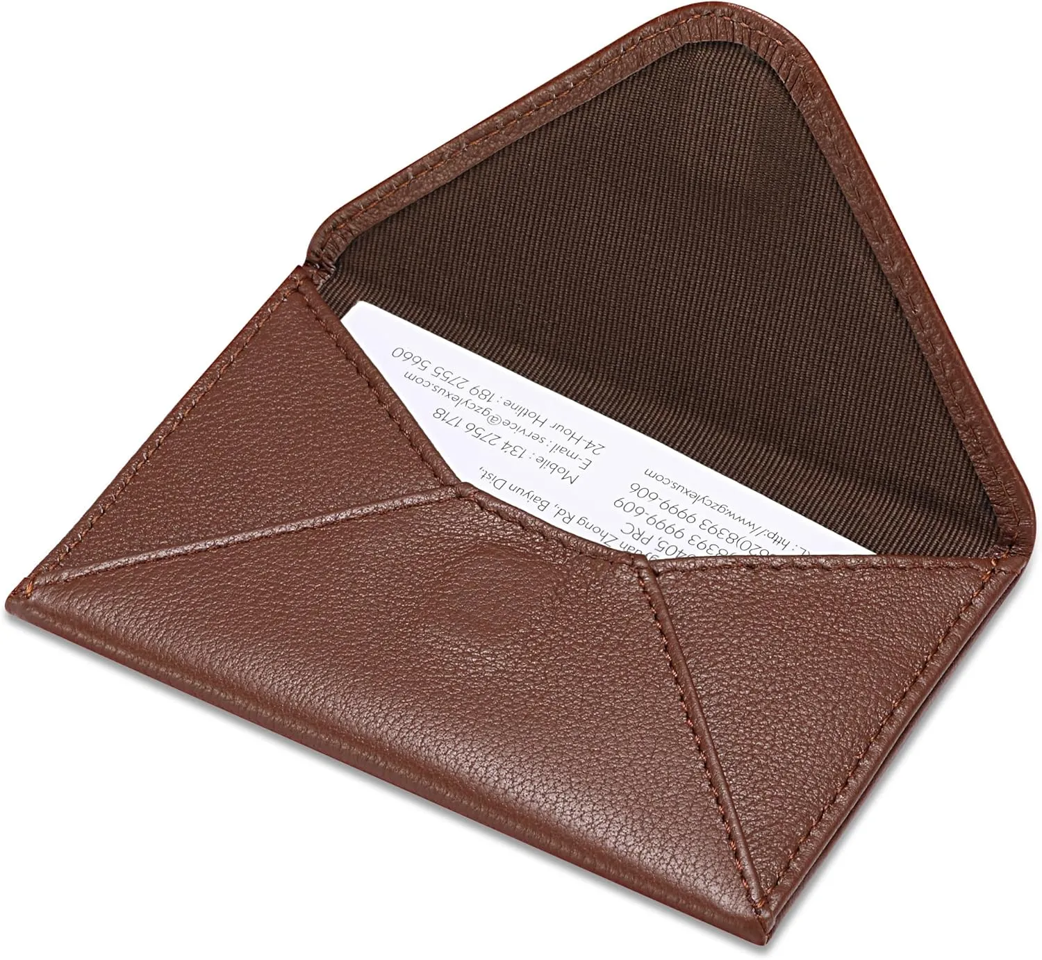 HISCOW Envelope Business Card Case with Magnet Closure - Italian Calfskin (Coffee)