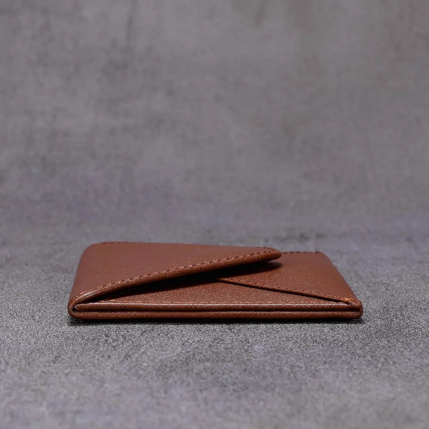 HISCOW Envelope Business Card Case with Magnet Closure - Italian Calfskin (Coffee)
