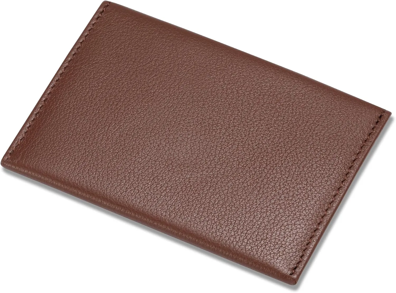 HISCOW Envelope Business Card Case with Magnet Closure - Italian Calfskin (Coffee)