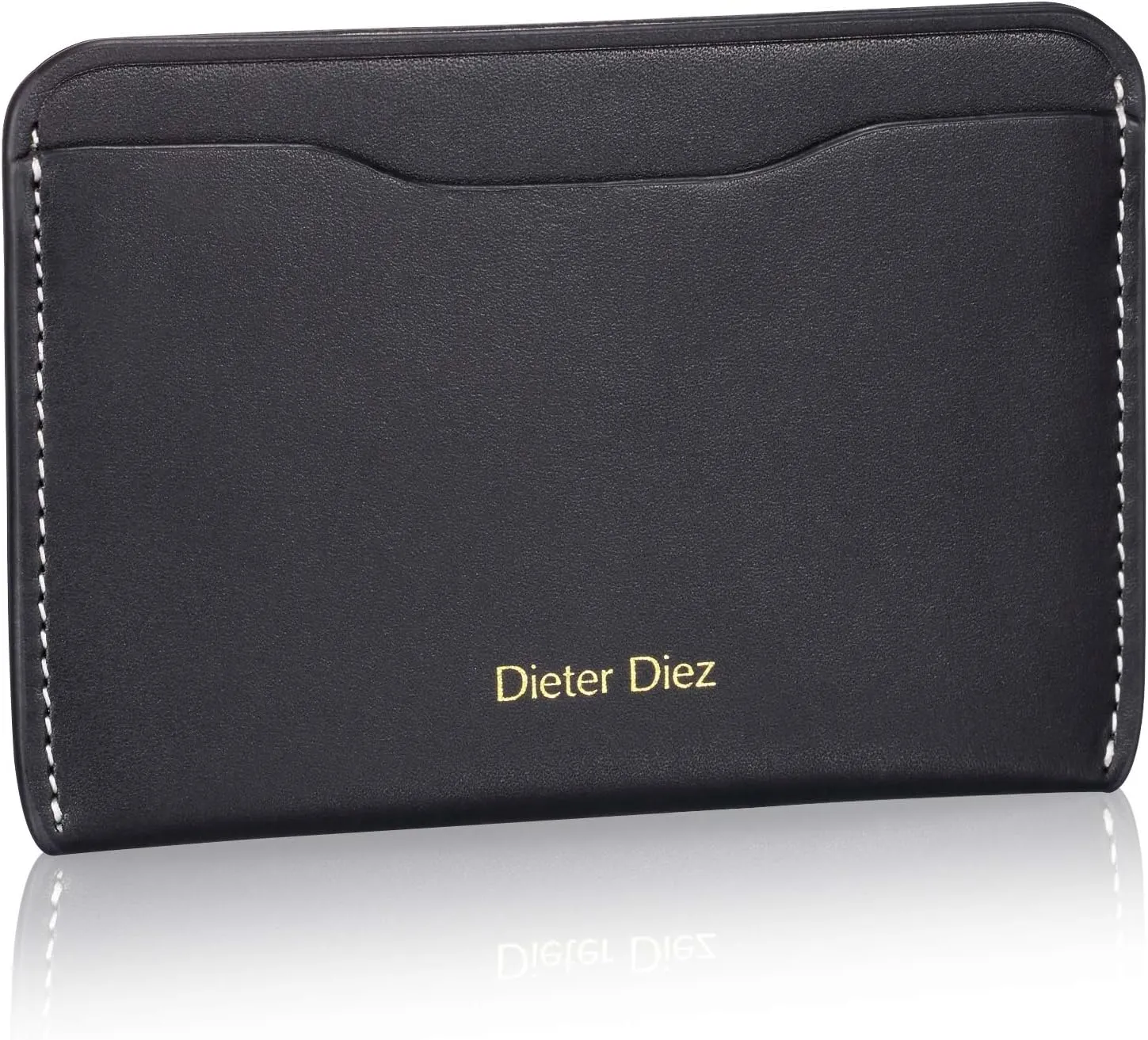 HISCOW Minimalist Thin Bifold Card Holder - Italian Calfskin (Black)