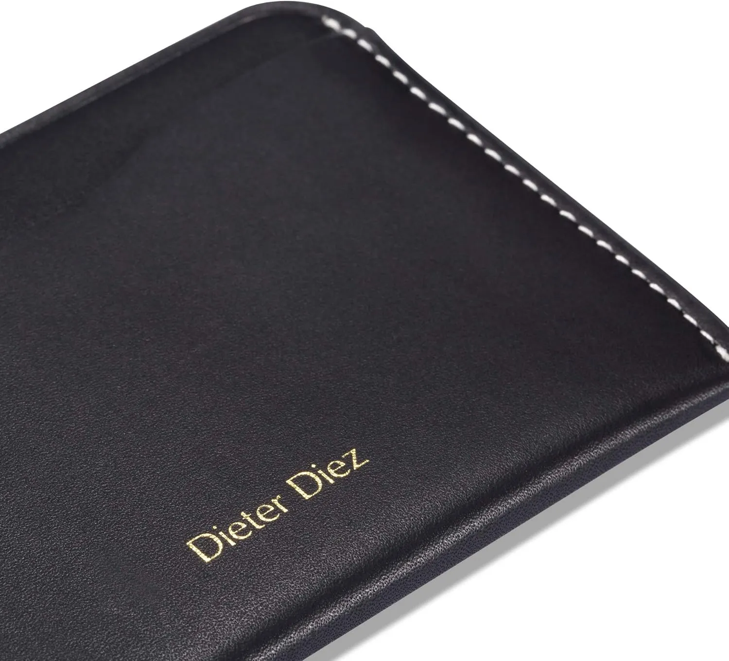 HISCOW Minimalist Thin Bifold Card Holder - Italian Calfskin (Black)
