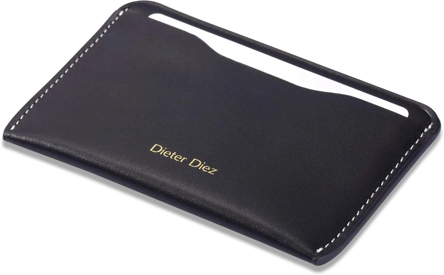 HISCOW Minimalist Thin Bifold Card Holder - Italian Calfskin (Black)