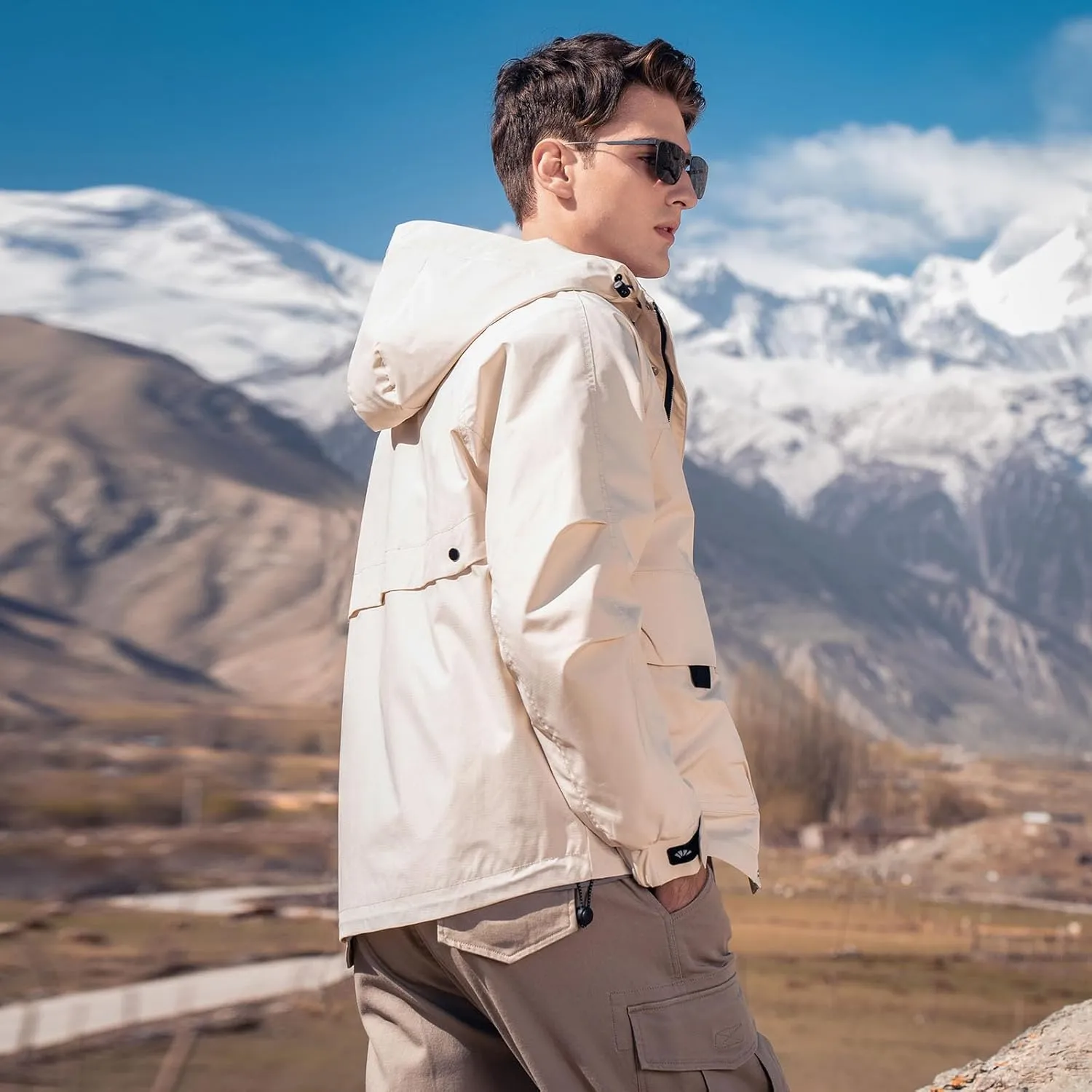 Hooded Assault Suit Men'S Outdoor Solid Color Jacket Windproof And Waterproof Mountaineering Workwear Jacket