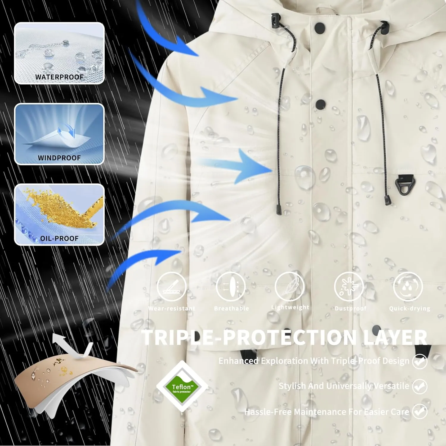Hooded Assault Suit Men'S Outdoor Solid Color Jacket Windproof And Waterproof Mountaineering Workwear Jacket