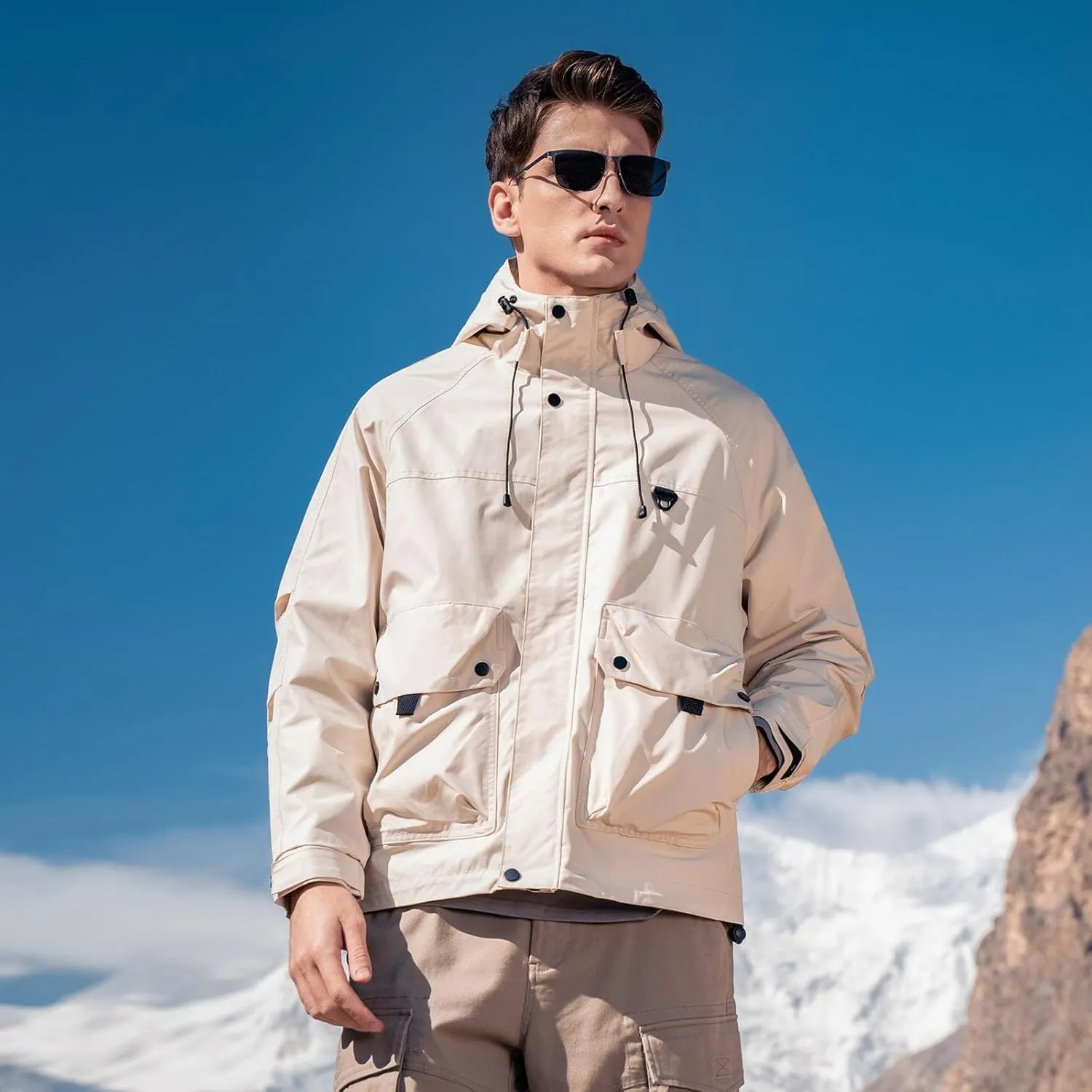 Hooded Assault Suit Men'S Outdoor Solid Color Jacket Windproof And Waterproof Mountaineering Workwear Jacket