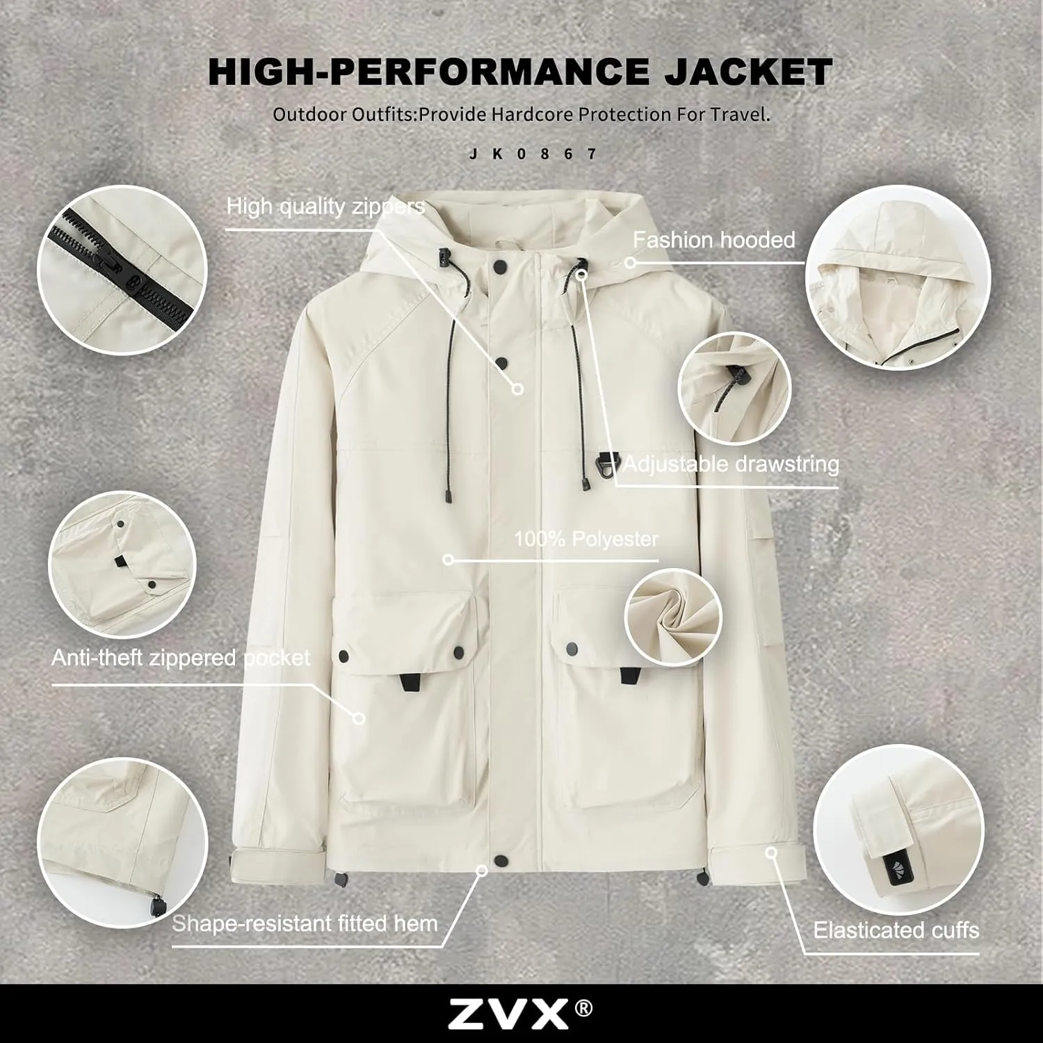 Hooded Assault Suit Men'S Outdoor Solid Color Jacket Windproof And Waterproof Mountaineering Workwear Jacket