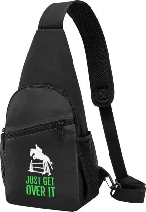 Horse Horseback Riding Jump Just Get Over It Unisex Chest Bag Lightweight Crossbody Shoulder Bag Travel Pocket Black