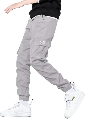 HOTake Men's Casual Cargo Pants Elastic Waist Drawstring Tapered Pants for Men Joggers Hiking Pants with Multi Pockets