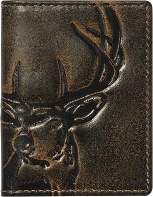 House of Jack Co. Deer Slim Card Wallet for Men, Minimalist Front Pocket, Small Bifold Card Holder, Full Grain Cowhide Leather Wallet, Black
