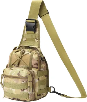HOW'ON Hunting Backpack Waterproof Sling Shoulder Bag Small Carry Pouch Khaki Camo
