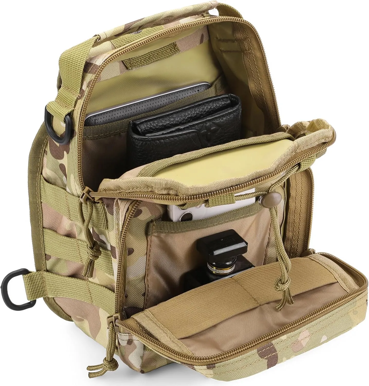 HOW'ON Hunting Backpack Waterproof Sling Shoulder Bag Small Carry Pouch Khaki Camo
