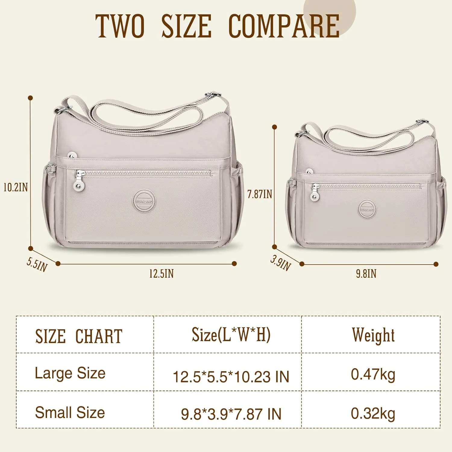 HUANLANG Nylon Crossbody Bags for Women Large Lightweight Travel Purse Women's Pocketbooks Multi Pocket Shoulder Bag