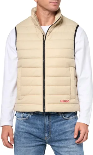HUGO Mens Contrast Logo Lightweight Nylon Padded Vest
