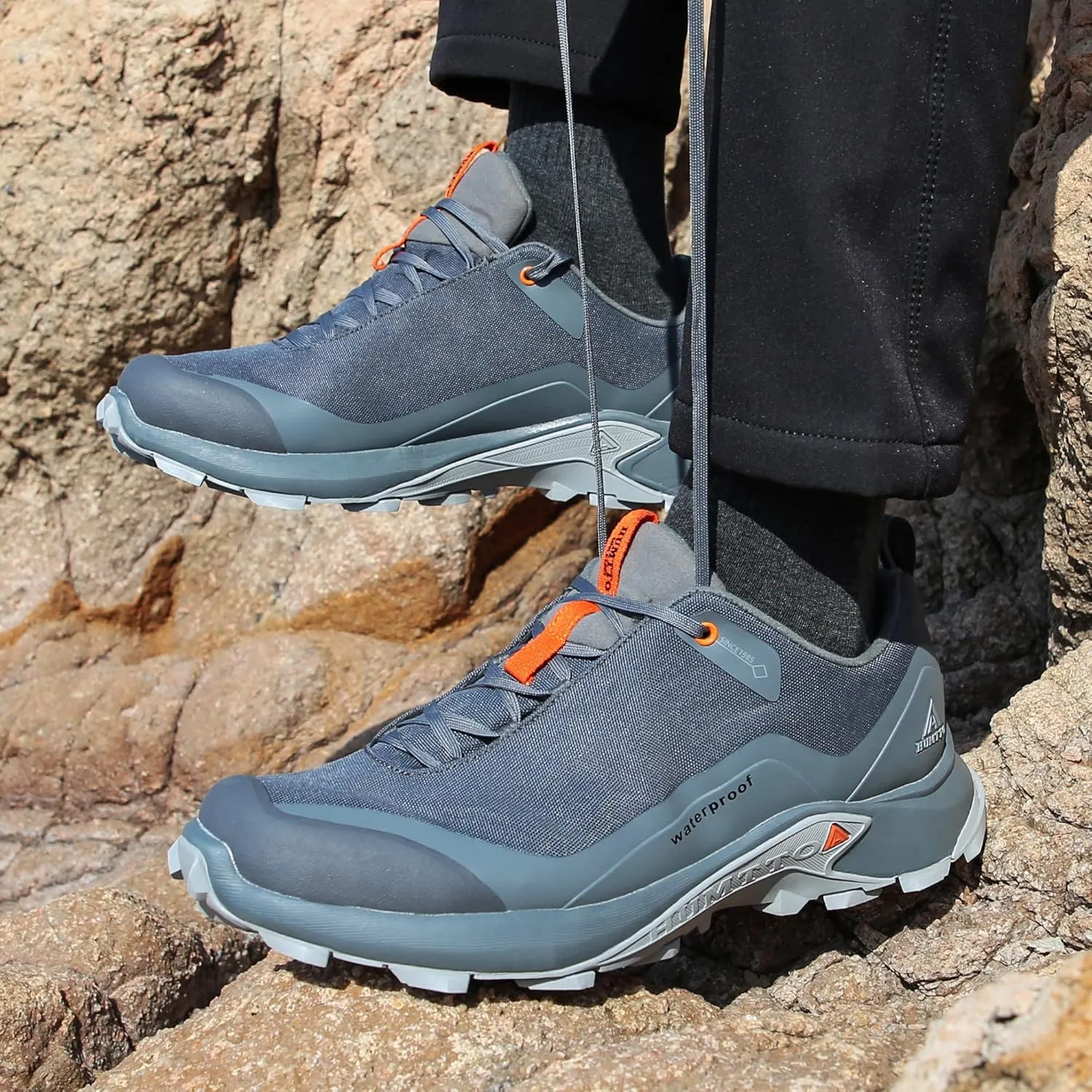 HUMTTO Men's All-Terrain Waterproof Hiking Shoes Lightweight Breathable Trekking Anti Slip Outdoor Trails Shoes