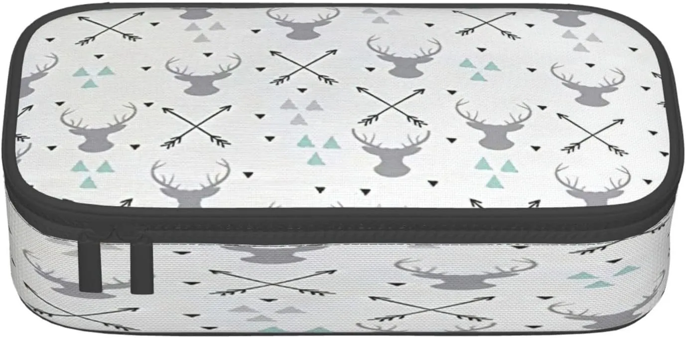 Hunting Arrows Triangles Deer. Print Large capacity pencil case with zipper,portable stationery storage bag