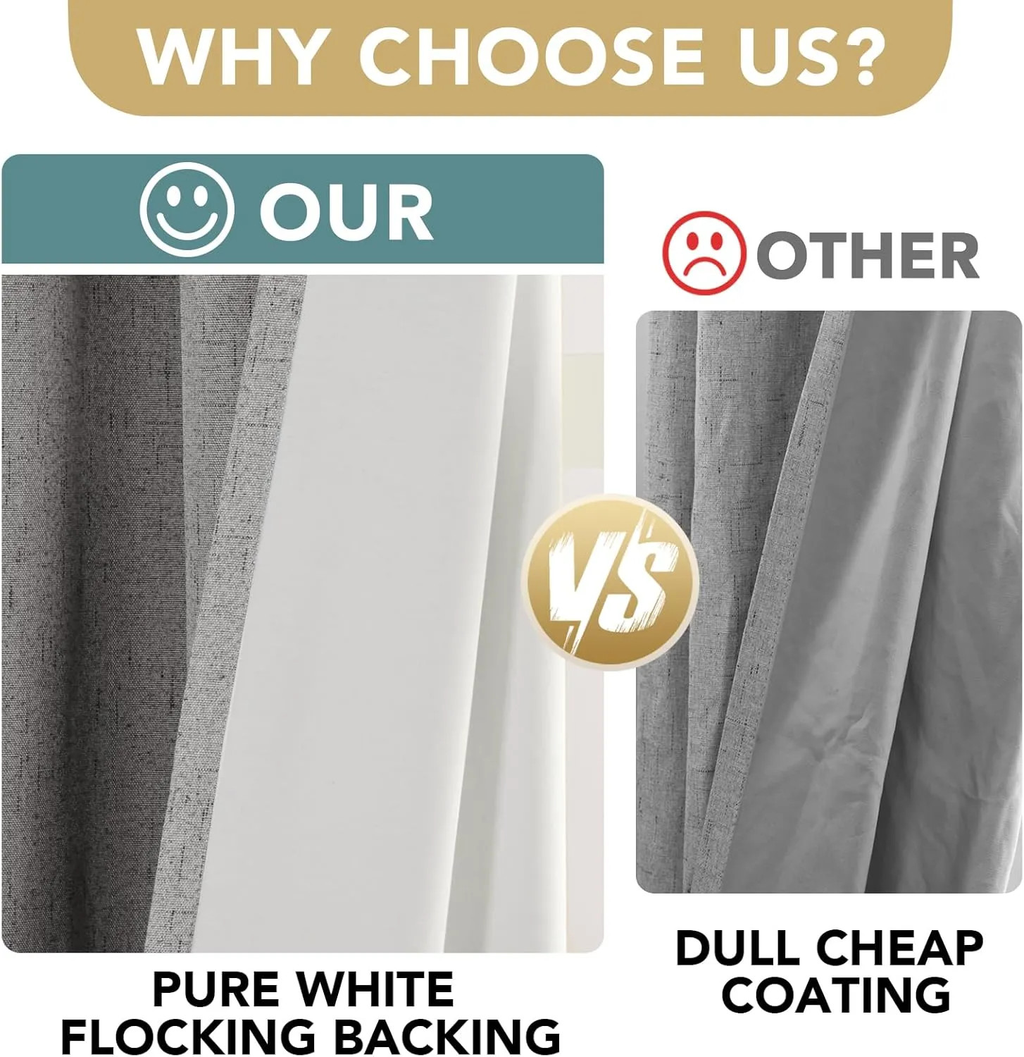 H.VERSAILTEX Linen Blackout Curtains 84 Inches Long, 100% Absolutely Blackout Thermal Insulated Textured Linen Look Curtain Draperies Anti-Rust Grommet with White Liner, 2 Panels, Dove Gray