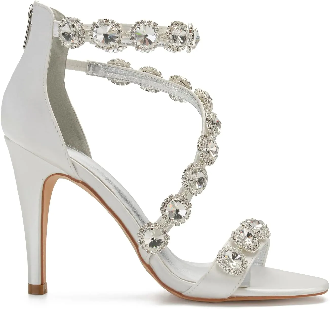 Hyinlays Women's Wedding Bridal Sandals Ankle Strap High Heel Pumps Crystal Formal Evening Prom Party Dress Shoes