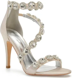 Hyinlays Women's Wedding Bridal Sandals Ankle Strap High Heel Pumps Crystal Formal Evening Prom Party Dress Shoes