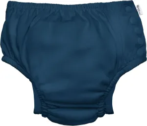 i play. by green sprouts Reusable, Eco Snap Swim Diaper with Gussets, UPF 50, Navy - Solid, Patented Design, STANDARD 100 by OEKO-TEX Certified 18 mo