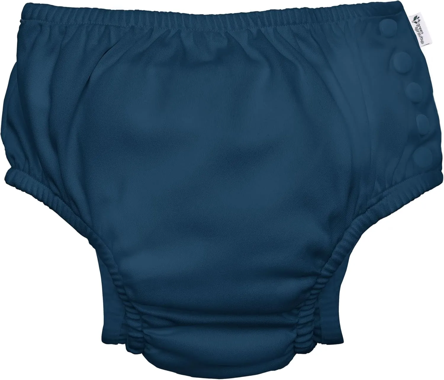 i play. by green sprouts Reusable, Eco Snap Swim Diaper with Gussets, UPF 50, Navy - Solid, Patented Design, STANDARD 100 by OEKO-TEX Certified 18 mo