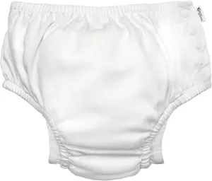 i play. by green sprouts Reusable, Eco Snap Swim Diaper with Gussets, UPF 50, White, Patented Design, STANDARD 100 by OEKO-TEX Certified 18 mo