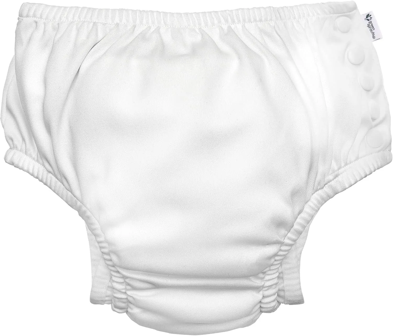 i play. by green sprouts Reusable, Eco Snap Swim Diaper with Gussets, UPF 50, White, Patented Design, STANDARD 100 by OEKO-TEX Certified 18 mo