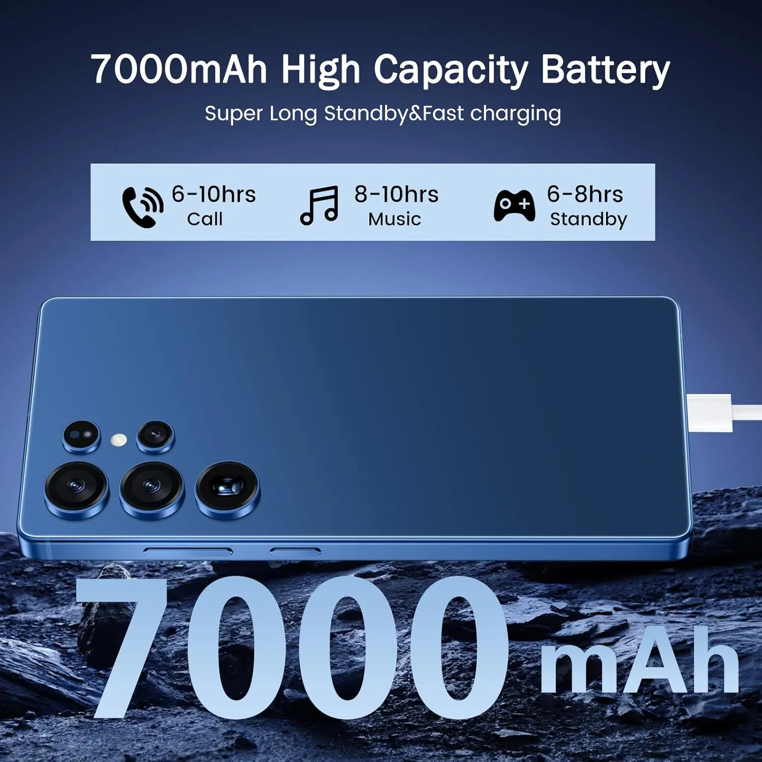 I25 Ultra 5G Unlocked Smartphone,8GB 256GB Fully Cell Phone for Android 14, 6.99" Unlocked Cell Phone, 7000mAh, 68MP 108MP Dual Camera/Dual SIM (Blue)