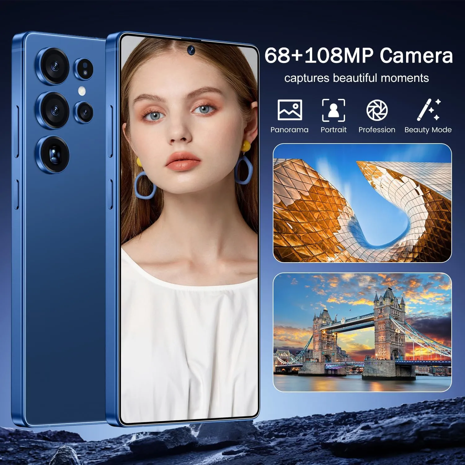 I25 Ultra 5G Unlocked Smartphone,8GB 256GB Fully Cell Phone for Android 14, 6.99" Unlocked Cell Phone, 7000mAh, 68MP 108MP Dual Camera/Dual SIM (Blue)