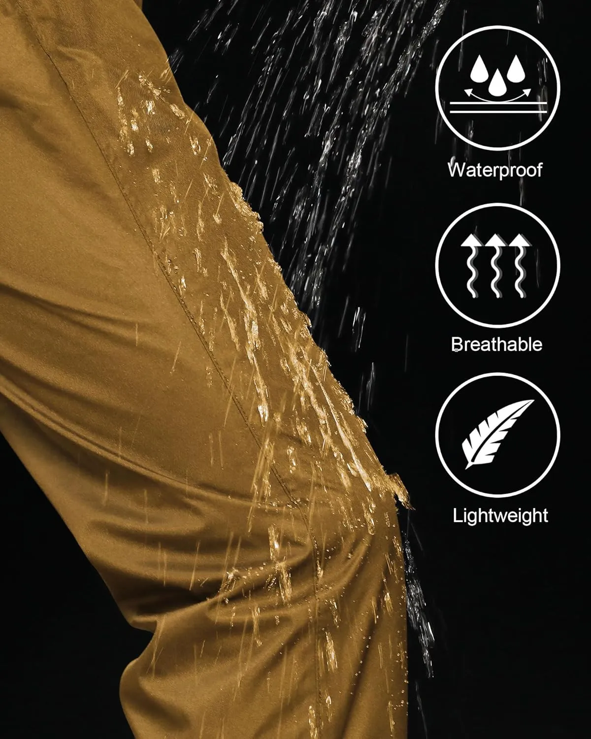 iCreek Men's Rain Pants Waterproof Over Pants Windproof Lightweight Hiking Pants Work Rain Outdoor for Golf, Fishing