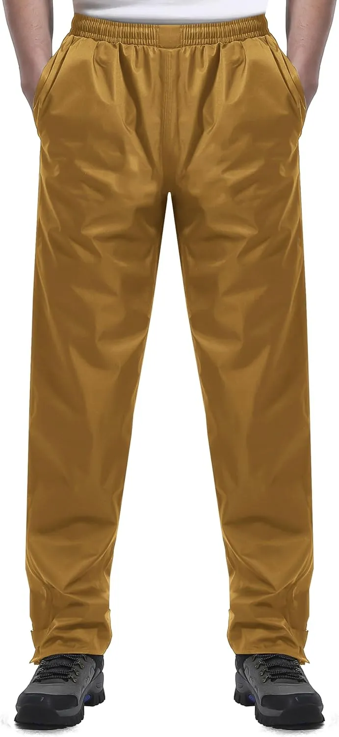 iCreek Men's Rain Pants Waterproof Over Pants Windproof Lightweight Hiking Pants Work Rain Outdoor for Golf, Fishing