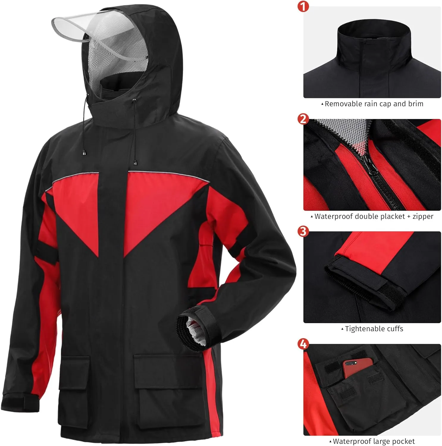iCreek Motorcycle Rain Suit for Men and Women Waterproof Anti-storm Raincoat High Visibility Rain Gear