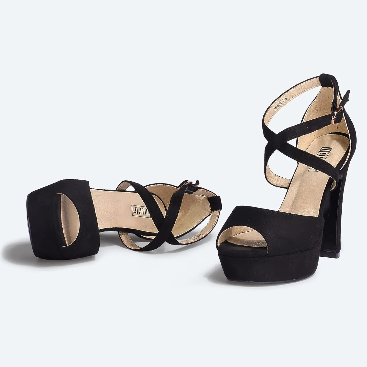IDIFU Women's Platform Chunky High Heels Dress Sandals Peep Toe Ankle Strap Wedding Party Evening Shoes for Women Bride