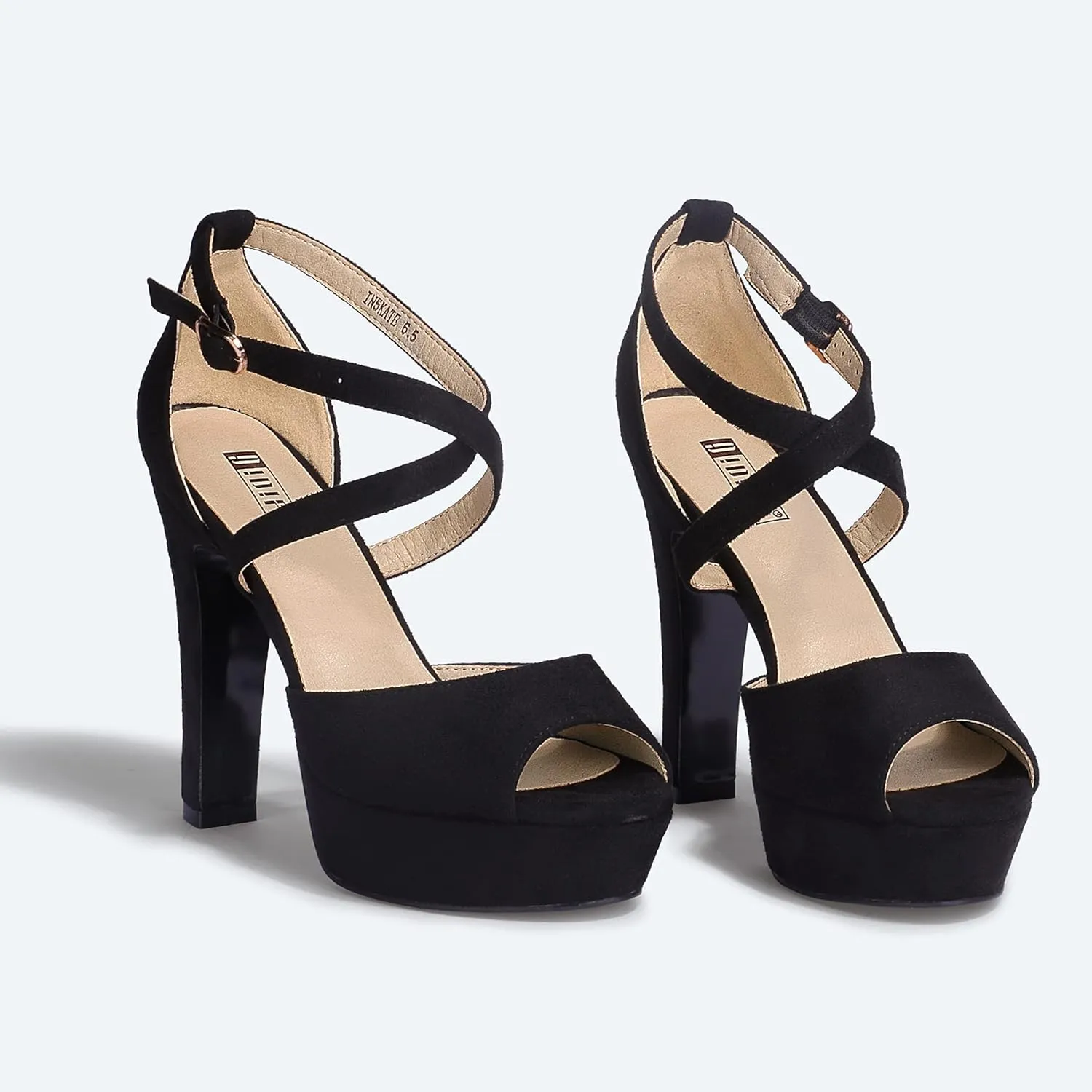 IDIFU Women's Platform Chunky High Heels Dress Sandals Peep Toe Ankle Strap Wedding Party Evening Shoes for Women Bride