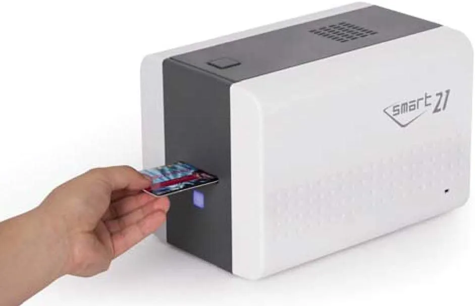IDP SMART-21S ID Card Printer Bundle – Includes PC Software, USB Camera, YMCKO Ribbon (100 Prints), and 100 PVC Cards for Fast, Pro-Level Single-Sided Card Printing