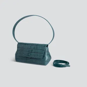Ikon Clutch - croco dark teal