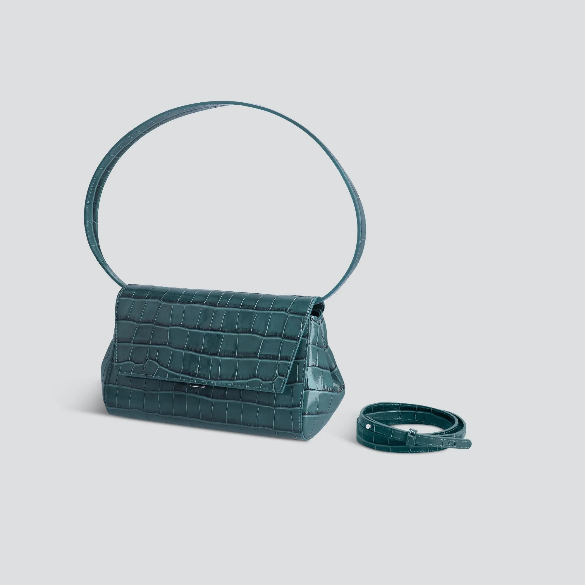Ikon Clutch - croco dark teal